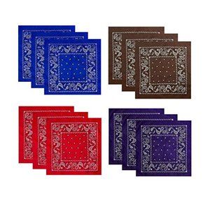Hibaly 100% Cotton Classic Unisex Bandanas 12-Pack